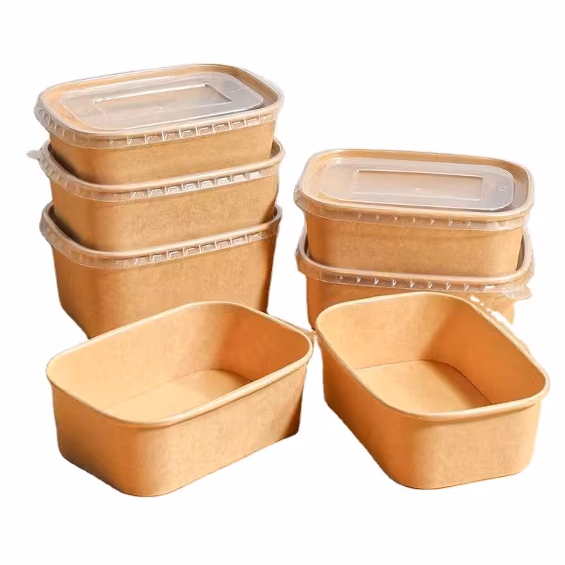 10276 Recipiente de papel desechable, recipiente para comida, recipientes para comida rápida para llevar, envases con tapa, recipiente de papel rectangular desechable - Imagen 1