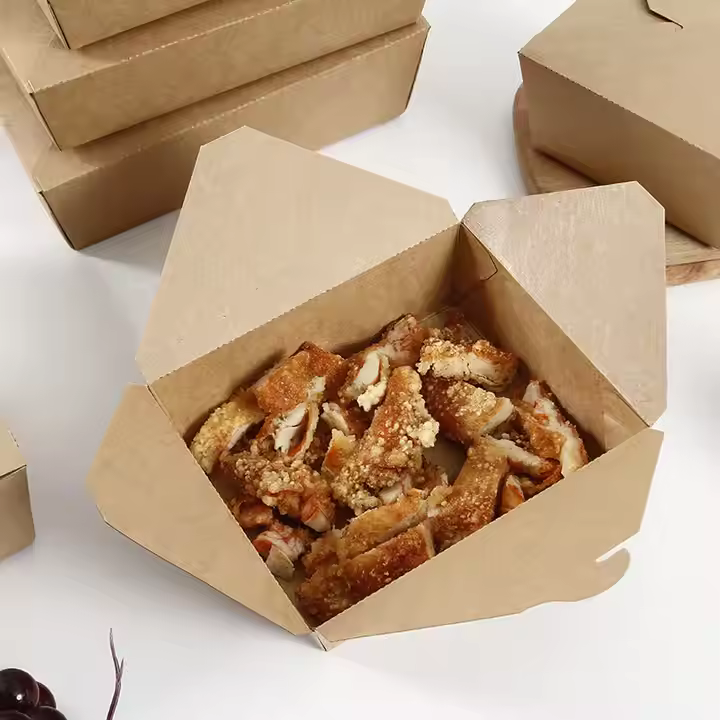 takeout_box003 Custom Eco-Friendly Take Away Container Kraft Food Grade Lunch Box Food Takeout Packaging Box for Salad Sandwich Cake - Image 1